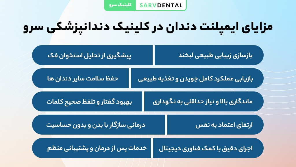 مزایای ایمپلنت دندان در کلینیک دندانپزشکی سرو با کیفیت بالا